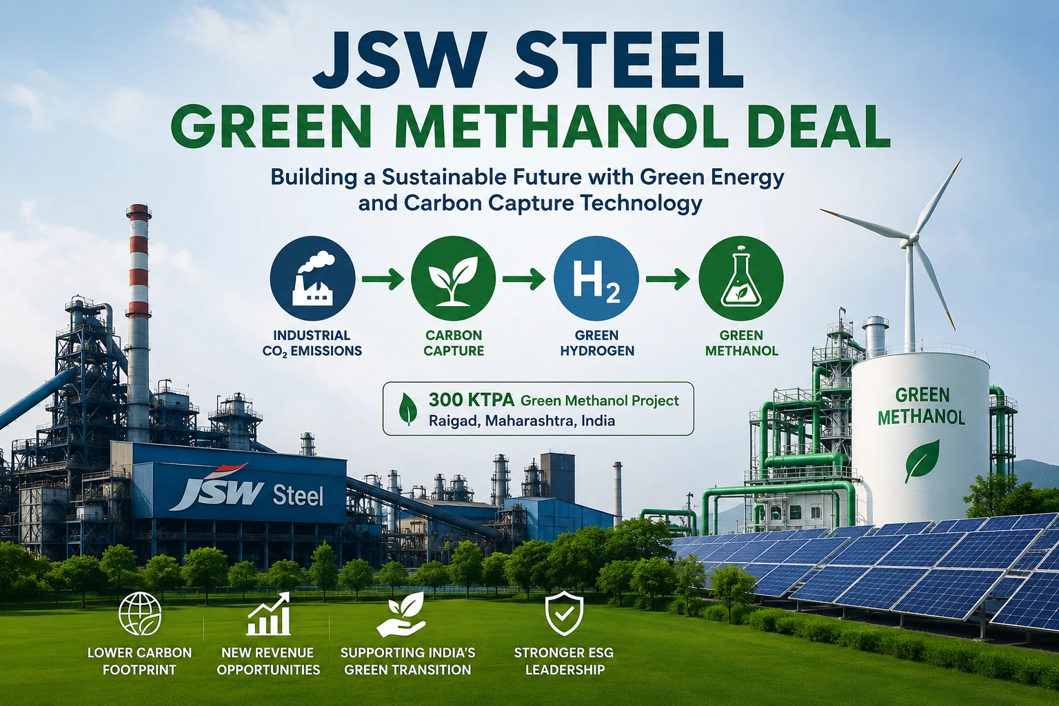 JSW Steel Green Methanol Deal project with carbon capture and green hydrogen technology in India