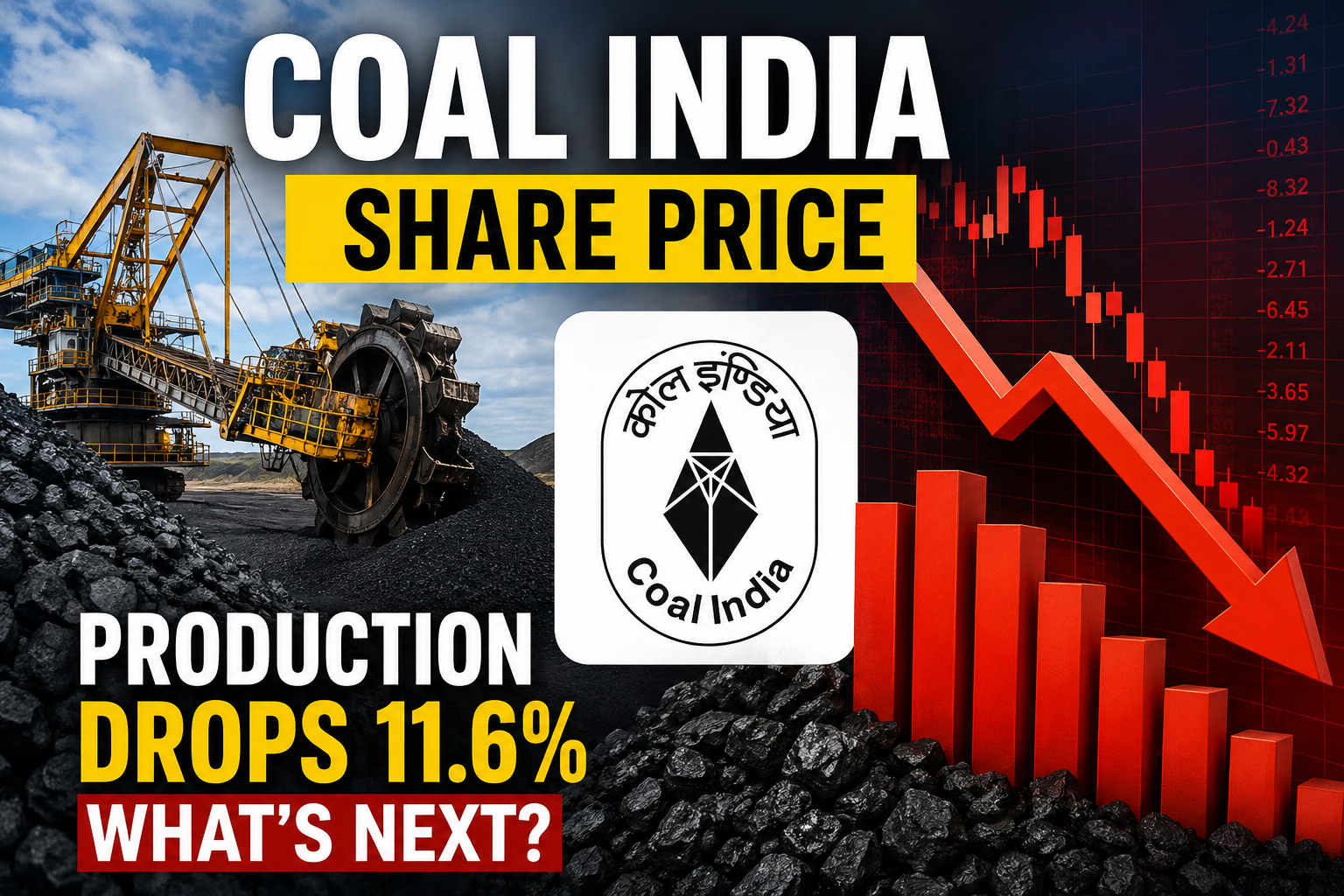 Coal India share price analysis showing 11.6 percent production decline in May 2026 and stock market outlook